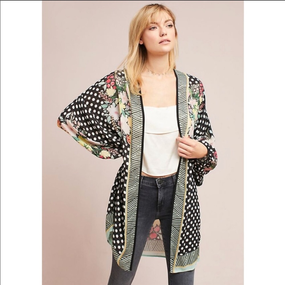 Anthropologie polka dot kimono